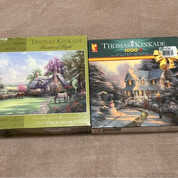 Thomas Kinkade 1000 Piece Jigsaw Puzzle Lot of 2 - Picture 1 of 6
